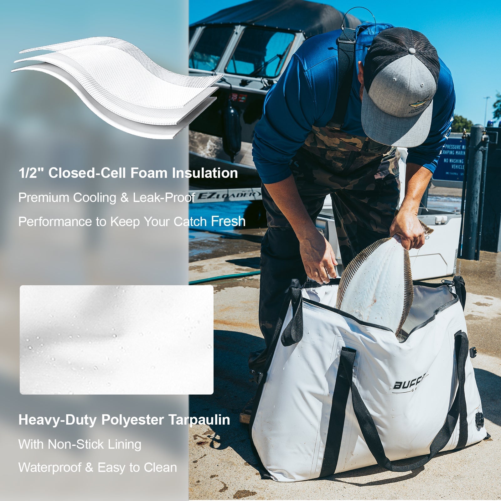 37QT Fish Cooler Bag With Flat Bottom